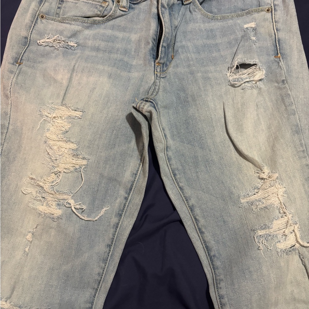 American Eagle Outfitters Light Blue Distressed Skinny Stretch Jeans